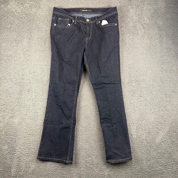 Jordache Denim - Jordache Womens 16 1/2 Plus Bootcut Jeans Dark Wash Glitter‎ Sparkle Denim